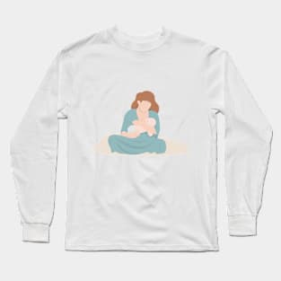 Mother feeding a baby. Breastfeeding illustration Long Sleeve T-Shirt